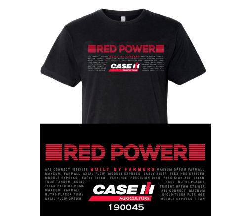 Shirt-Black Red Power Built by Farmers Tee Adult 190045 Case IH Licensed Products
